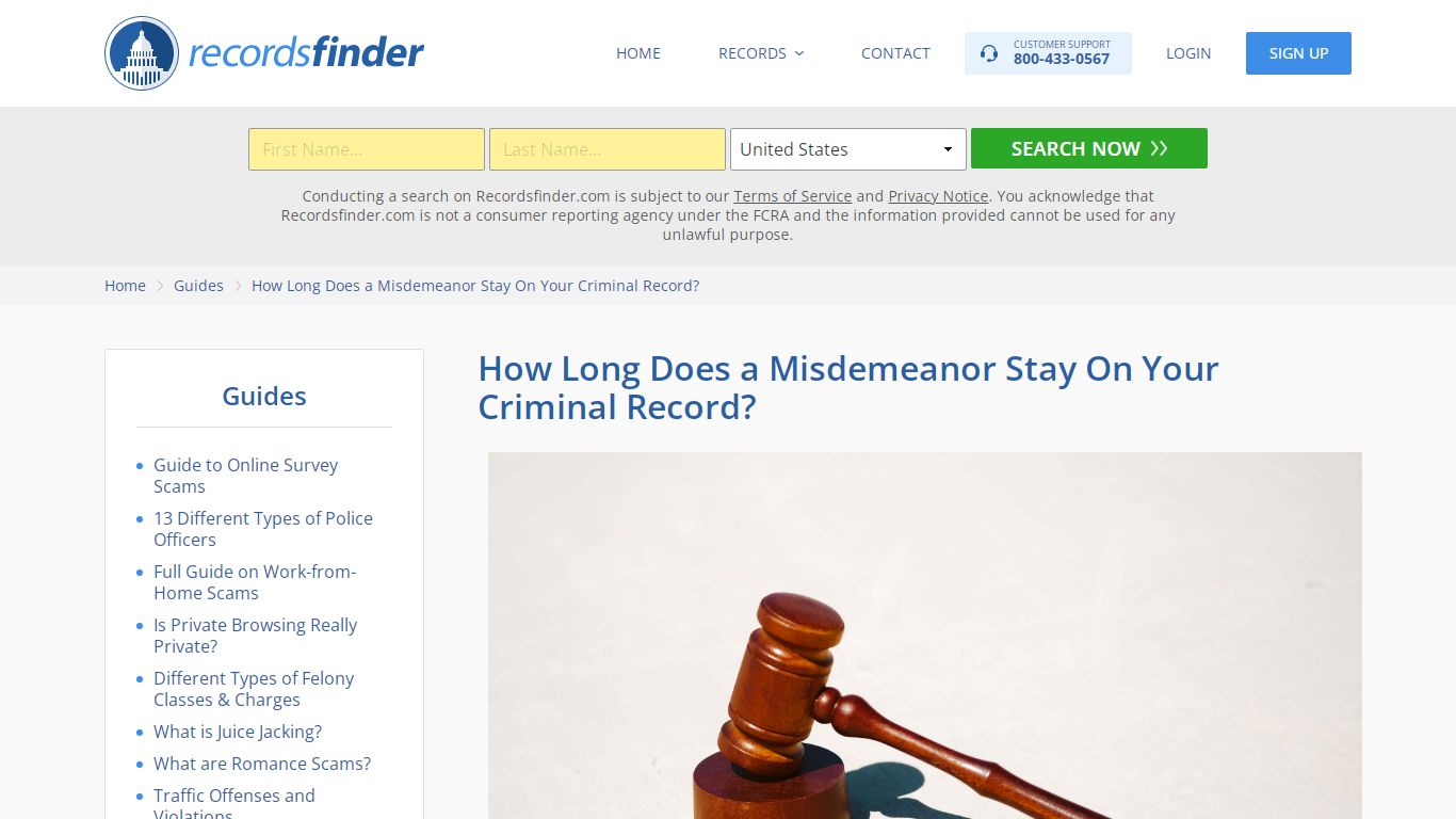 Duration of Misdemeanor On Your Record - RecordsFinder